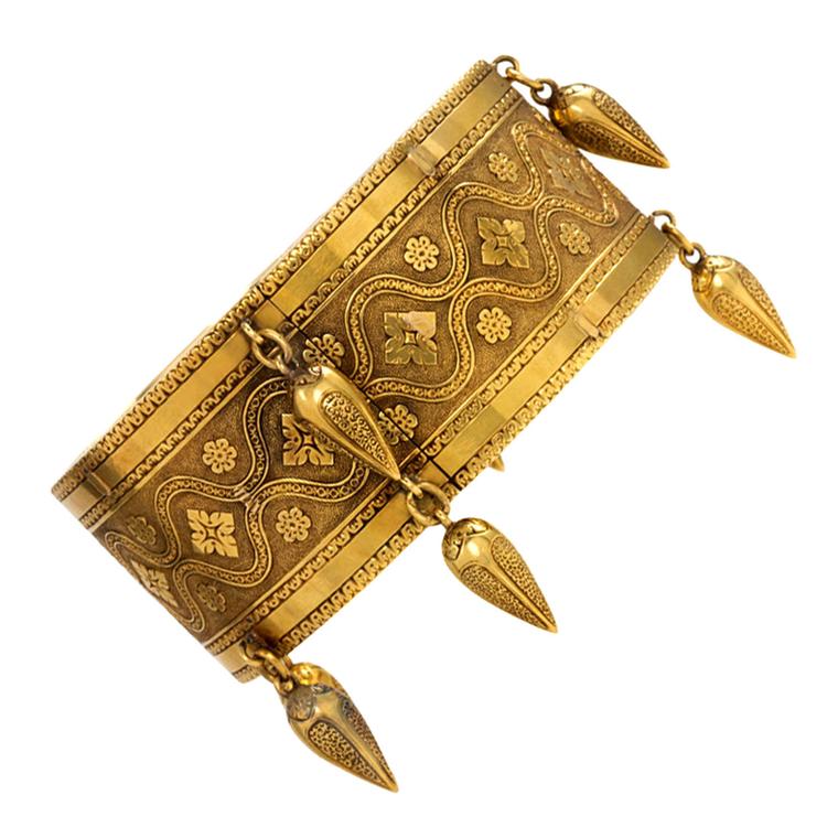 Kentshire antique gold Moorish motif cuff bracelet