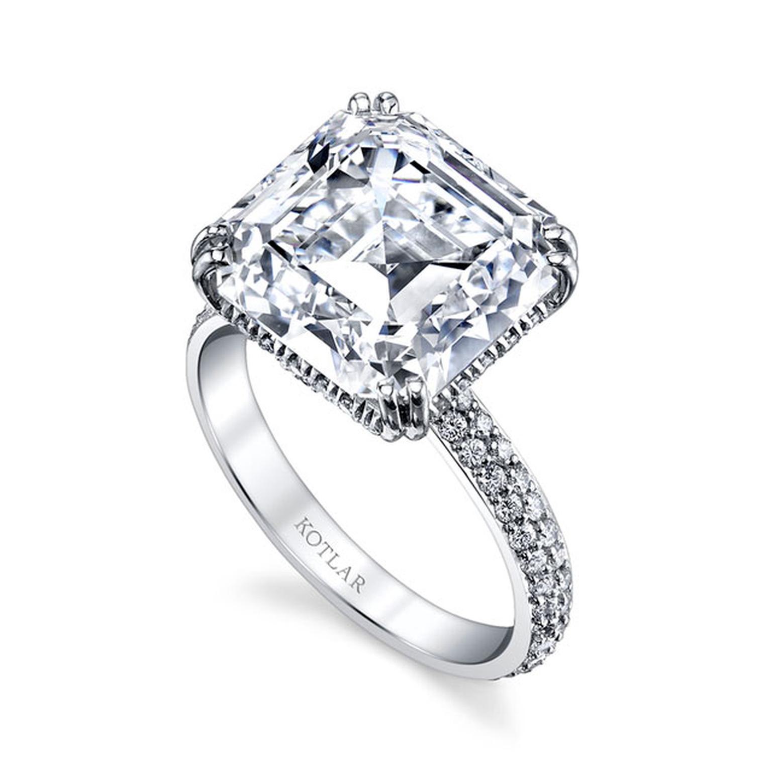 Harry Kotlar 8.81-carat Asscher cut diamond engagement ring