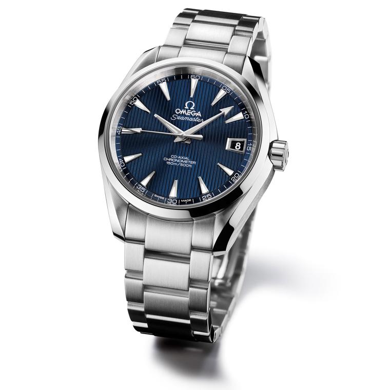 The Omega Aqua Terra, the other Omega timepiece to appear in SkyFall, features a blue dial, the first time this colour face had appeared on an Aqua Terra.