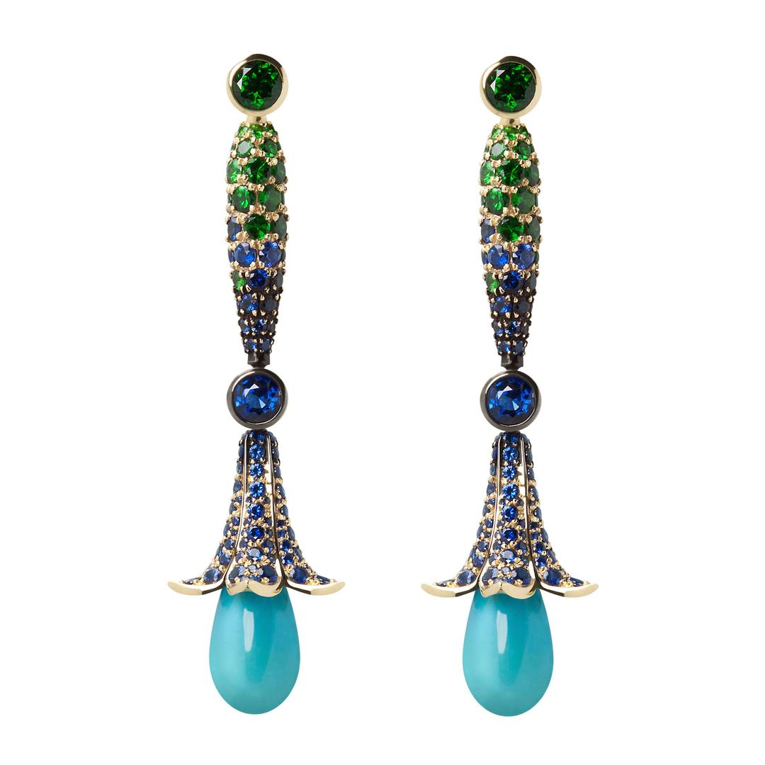 Turquoise Flower Drop earrings Ming Jewellery The Jewellery Editor