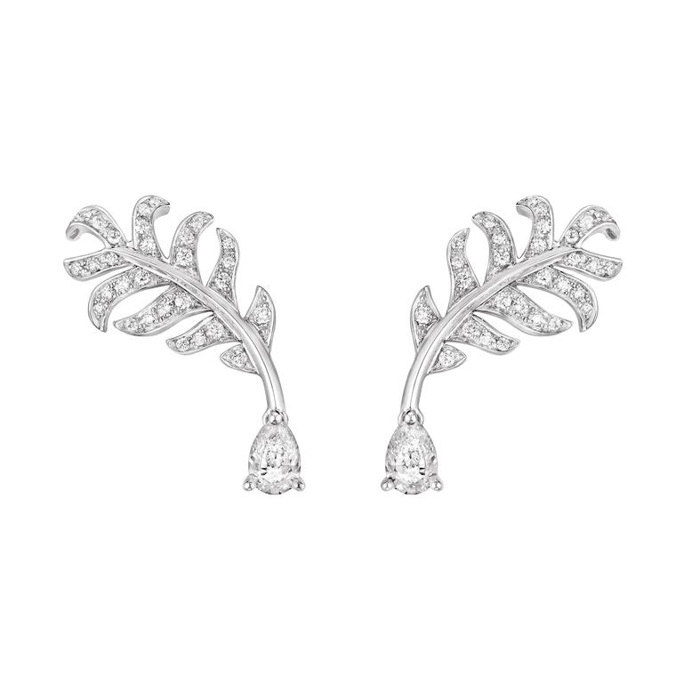 Chanel Plume De Chanel Pearl Diamond White Gold Earrings