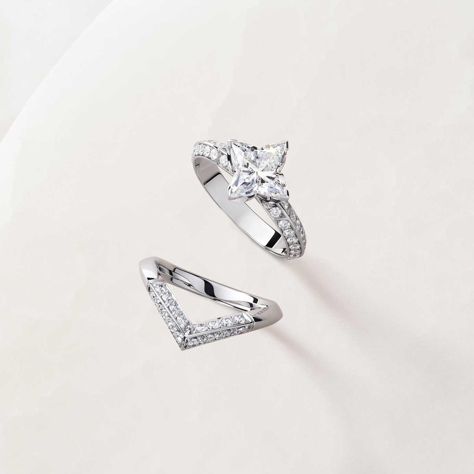 Louis Vuitton solitaire Monogram Star Solitaire ring with matching band diamond pavewith-matching-band-diamond-pave
