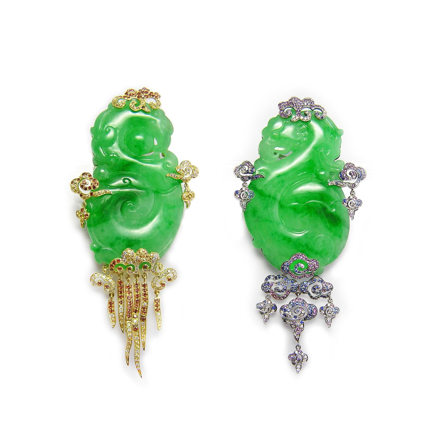 Fei Liu Cloud Wind jadeite earrings