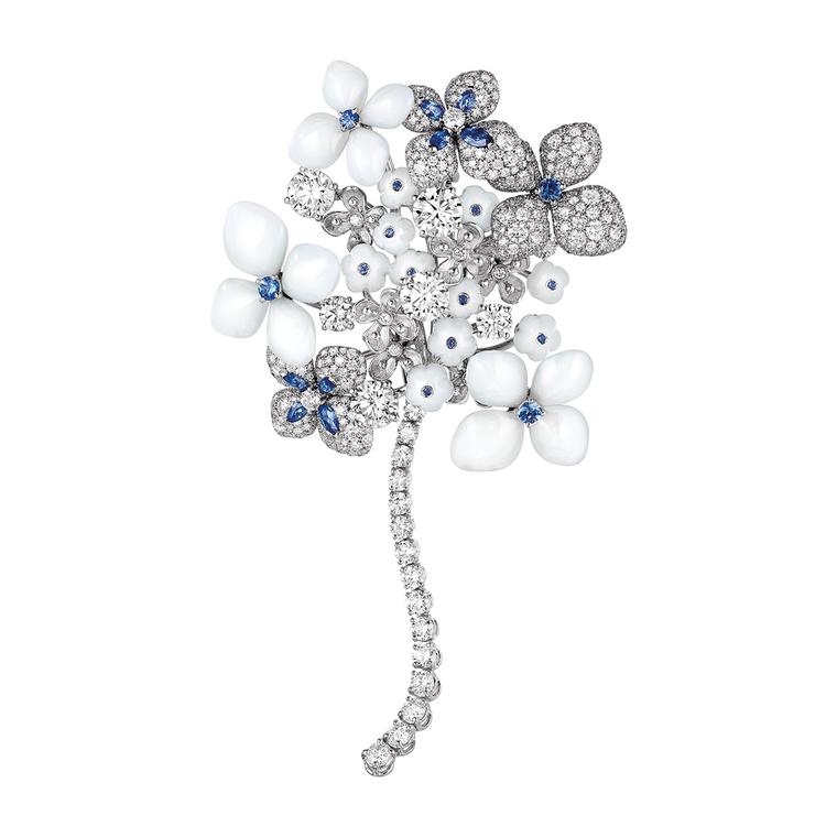 Hortensia Voie Lactée brooch in white gold