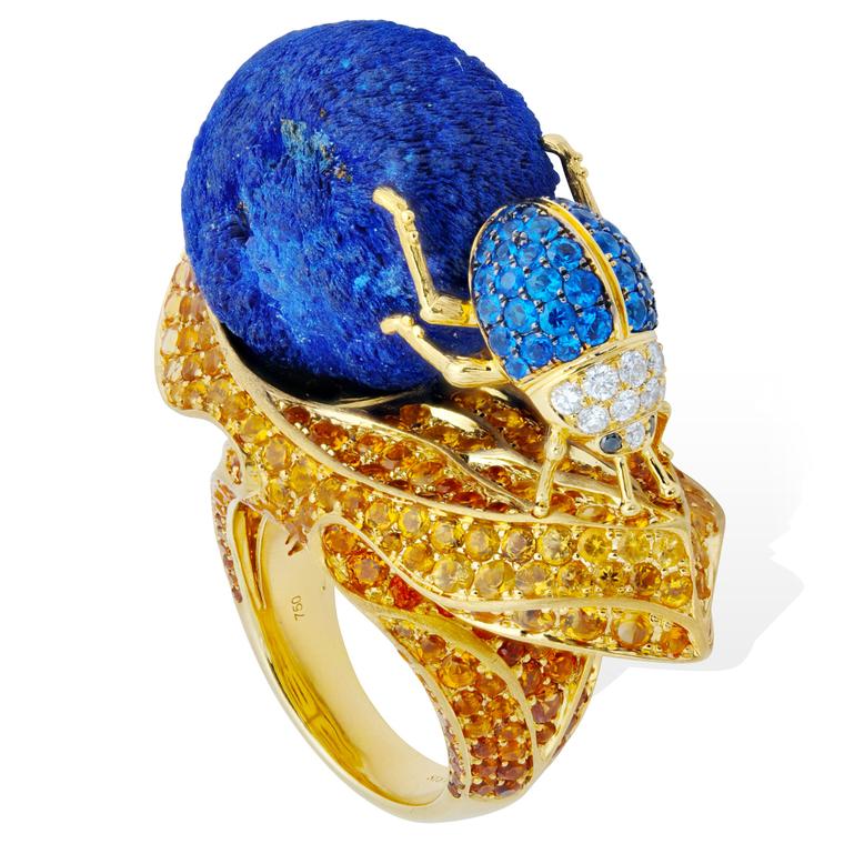 Lydia Courteille Sahara azurite "dung ball" ring