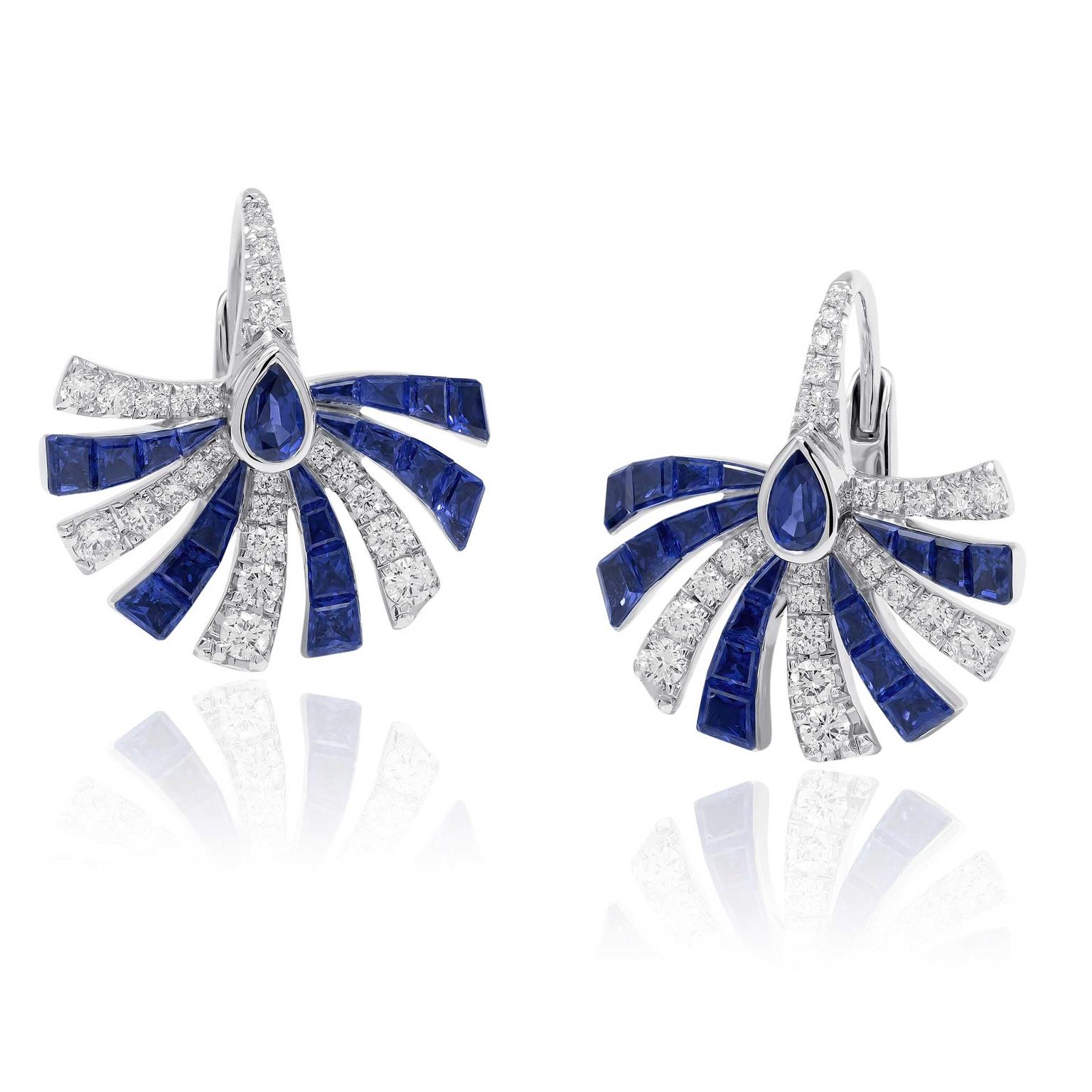 Stenzhorn Persuasion hoop earrings in white gold with sapphires and diamonds