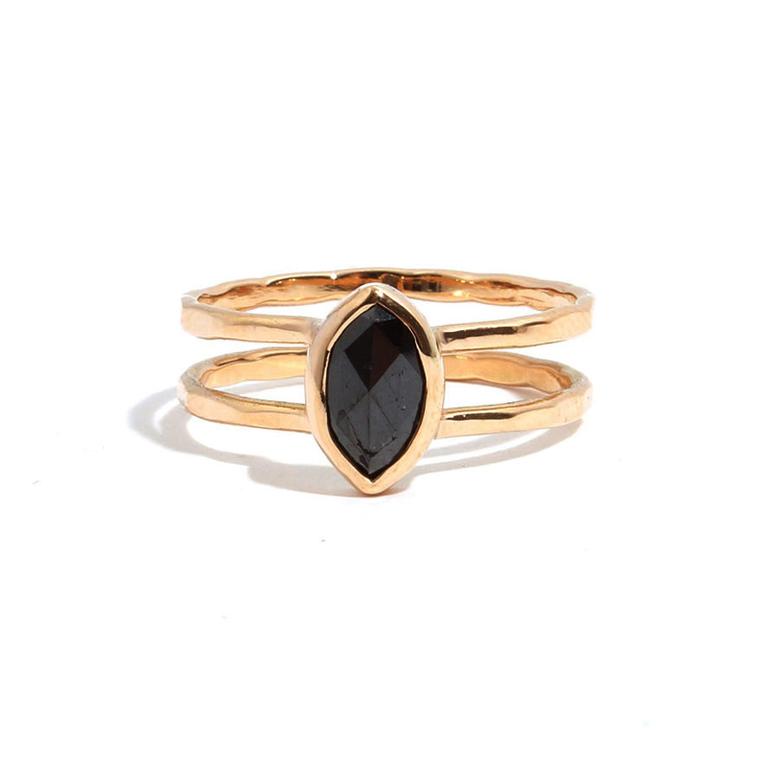 Marquise black diamond engagement ring