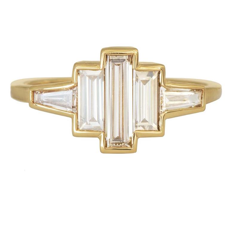 Artemer baguette cluster engagement ring