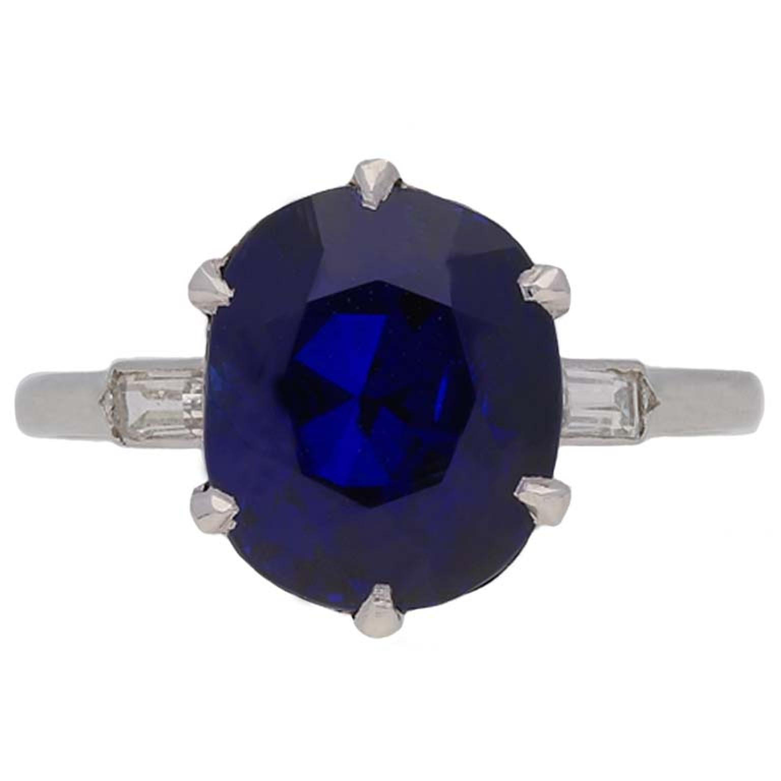 Boucheron sapphire and diamond engagement ring front view