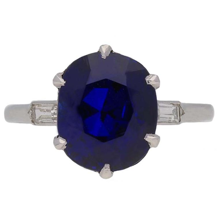 Boucheron sapphire and diamond engagement ring front view