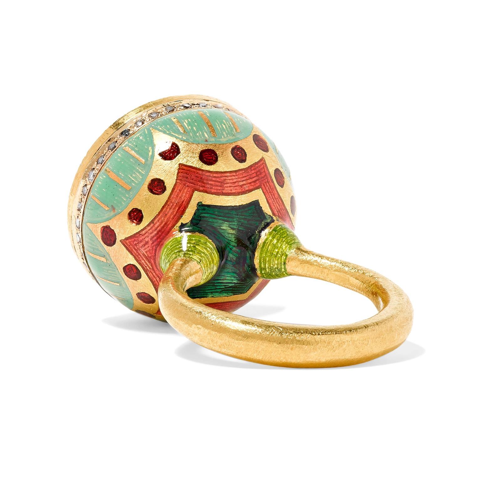 Alice Cicolini enamel and chrysoprase ring