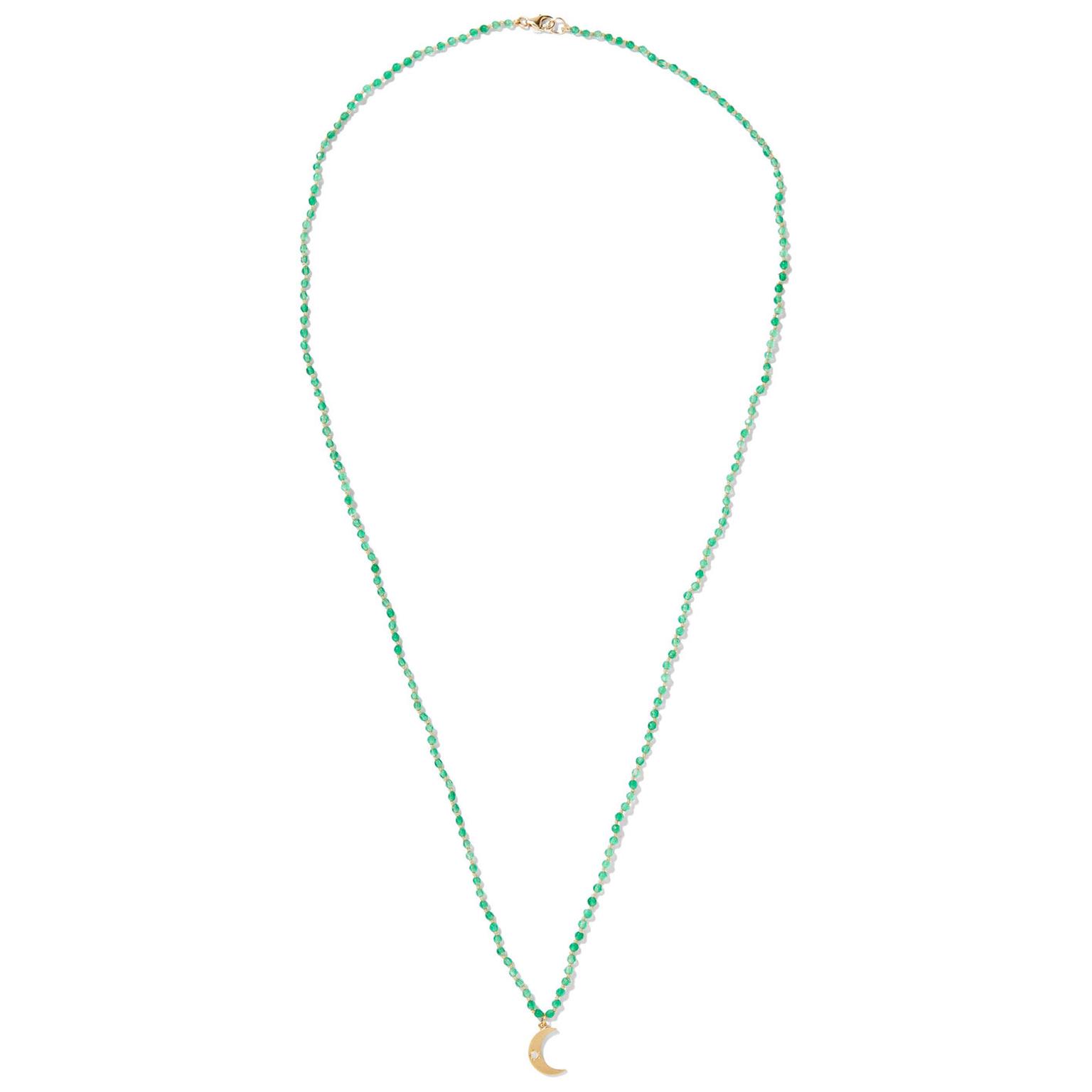 Andrea Fohrman Crescent Moon onyx and opal necklace pendant 