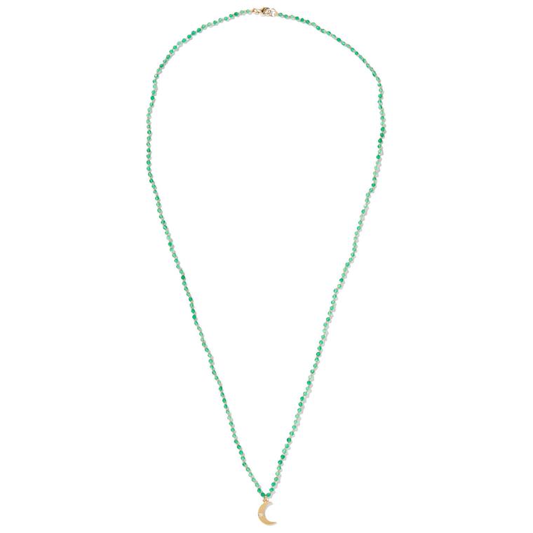 Andrea Fohrman Crescent Moon onyx and opal necklace pendant 