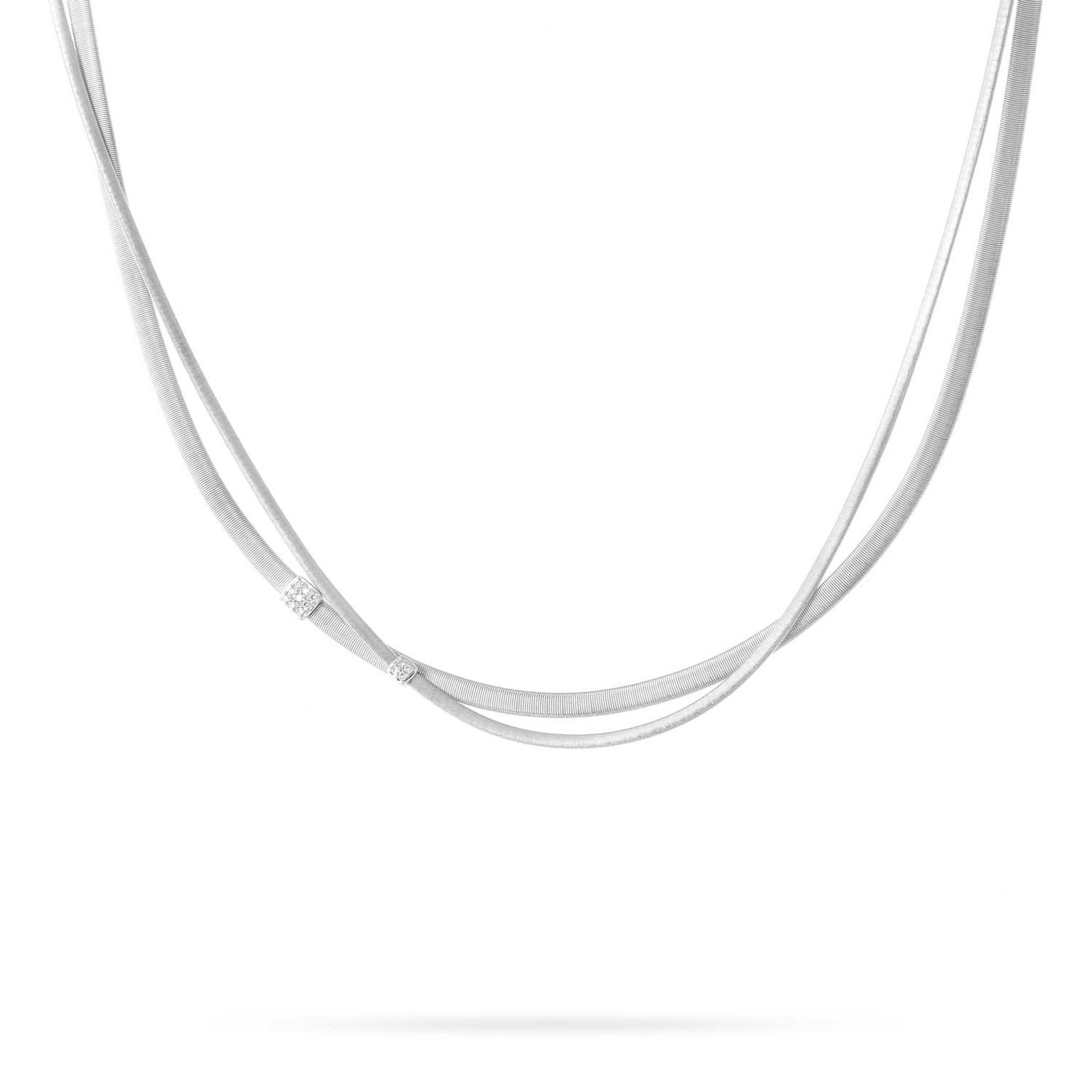 Marco Bicego two-strand Masai necklace in white gold with diamonds