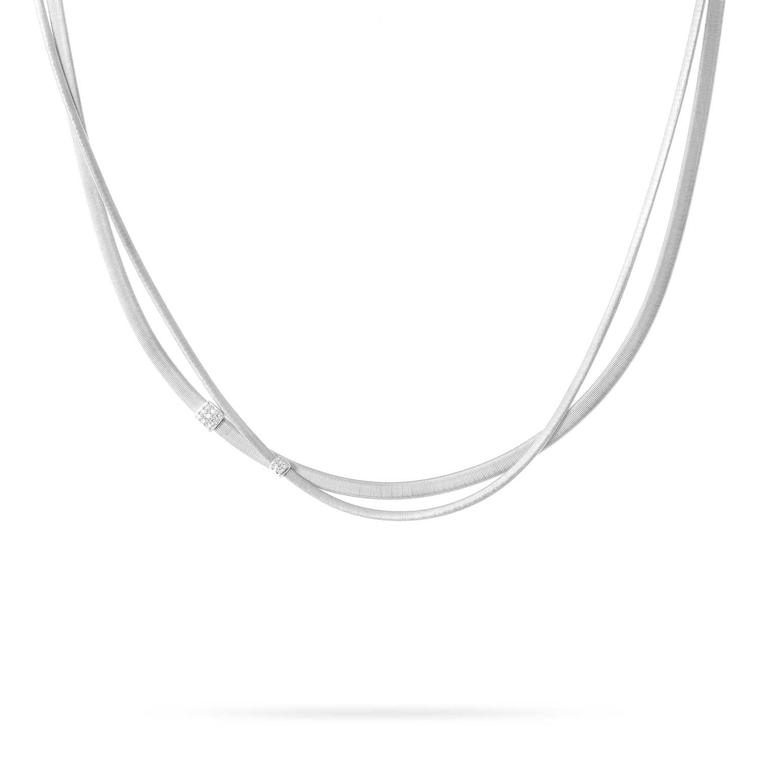 Marco Bicego two-strand Masai necklace in white gold with diamonds