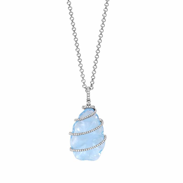 Kiki McDonough Luna blue topaz diamond pendant