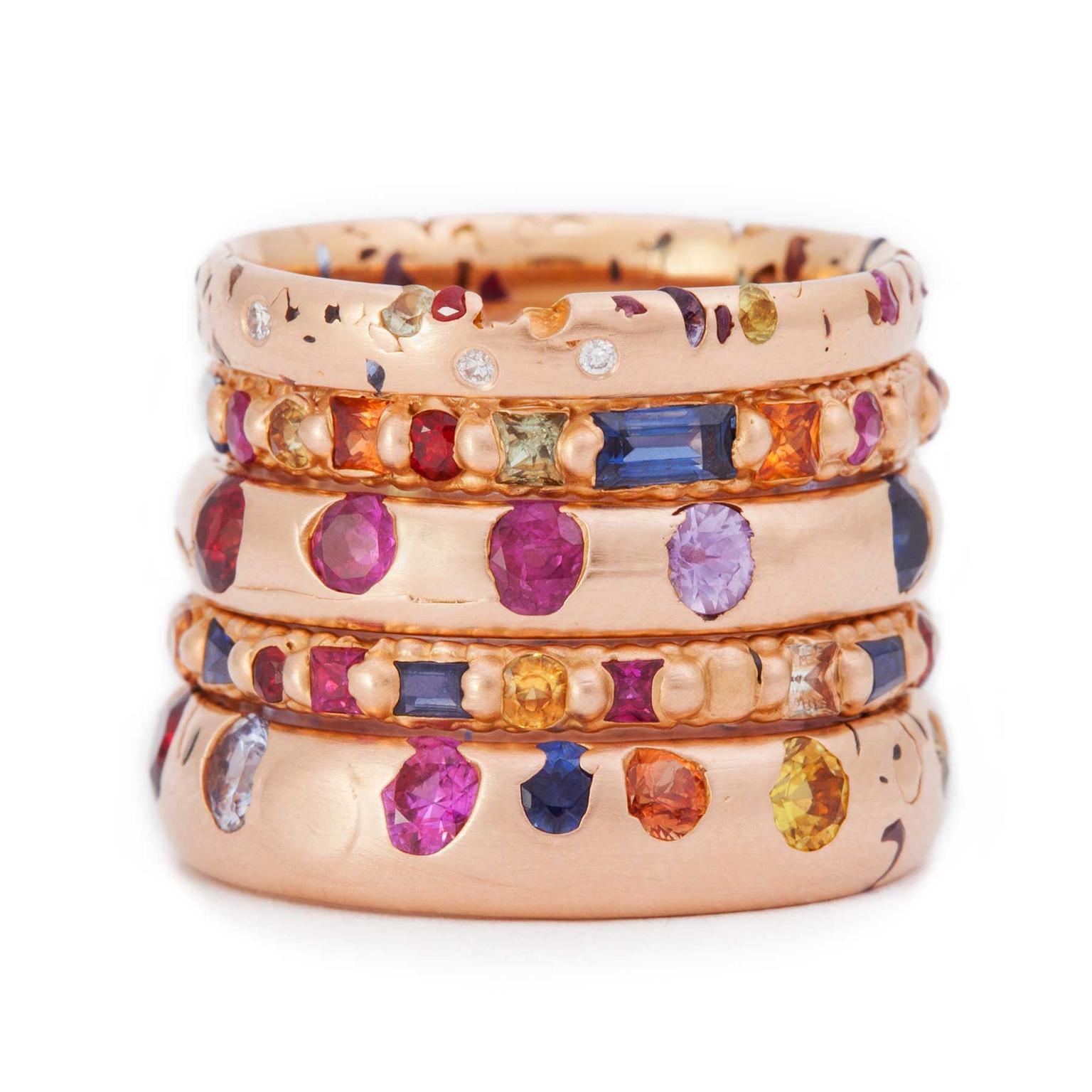 Polly Wales coloured gemstone rings