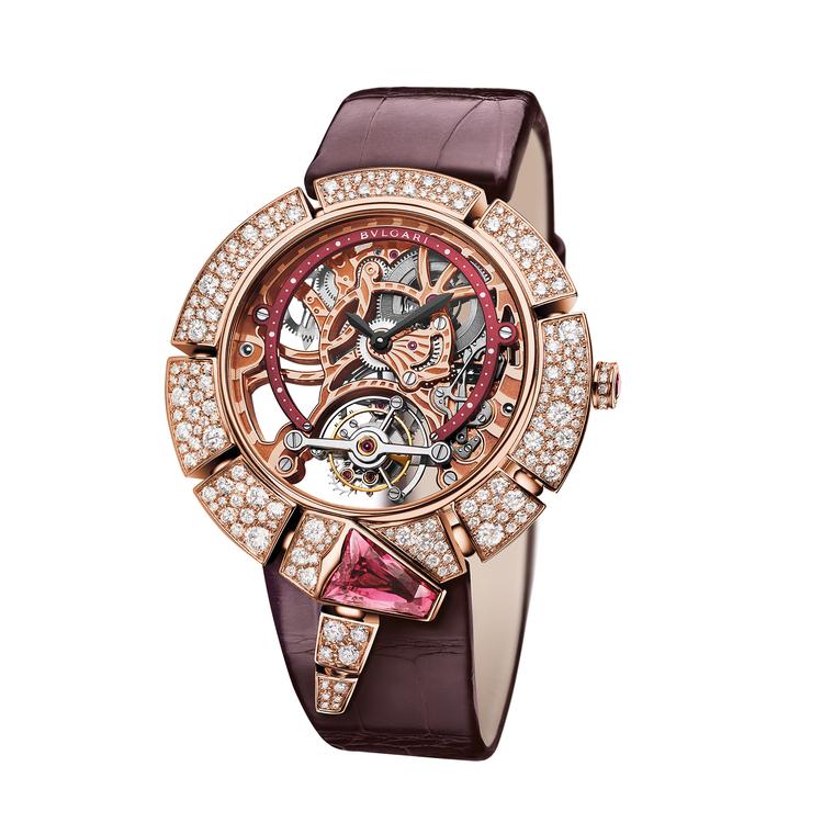 Serpenti Incantati Tourbillon Lumière Skeleton watch in pink gold