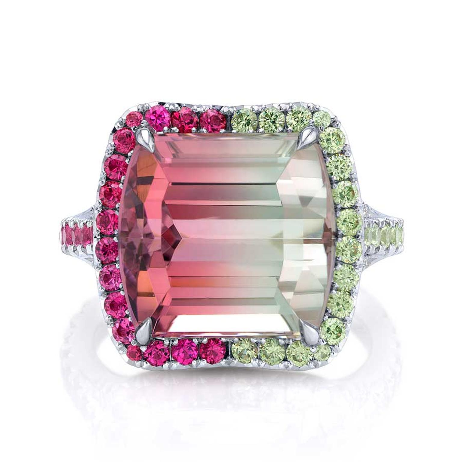 Omi Gems watermelon tourmaline ring