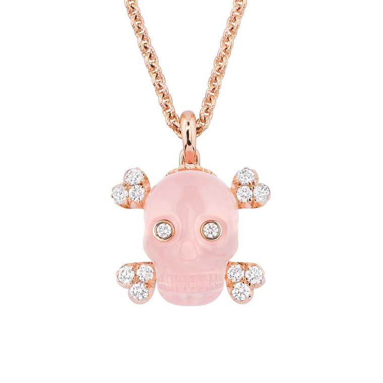Dior tete de mort pink quartz necklace Price £8600