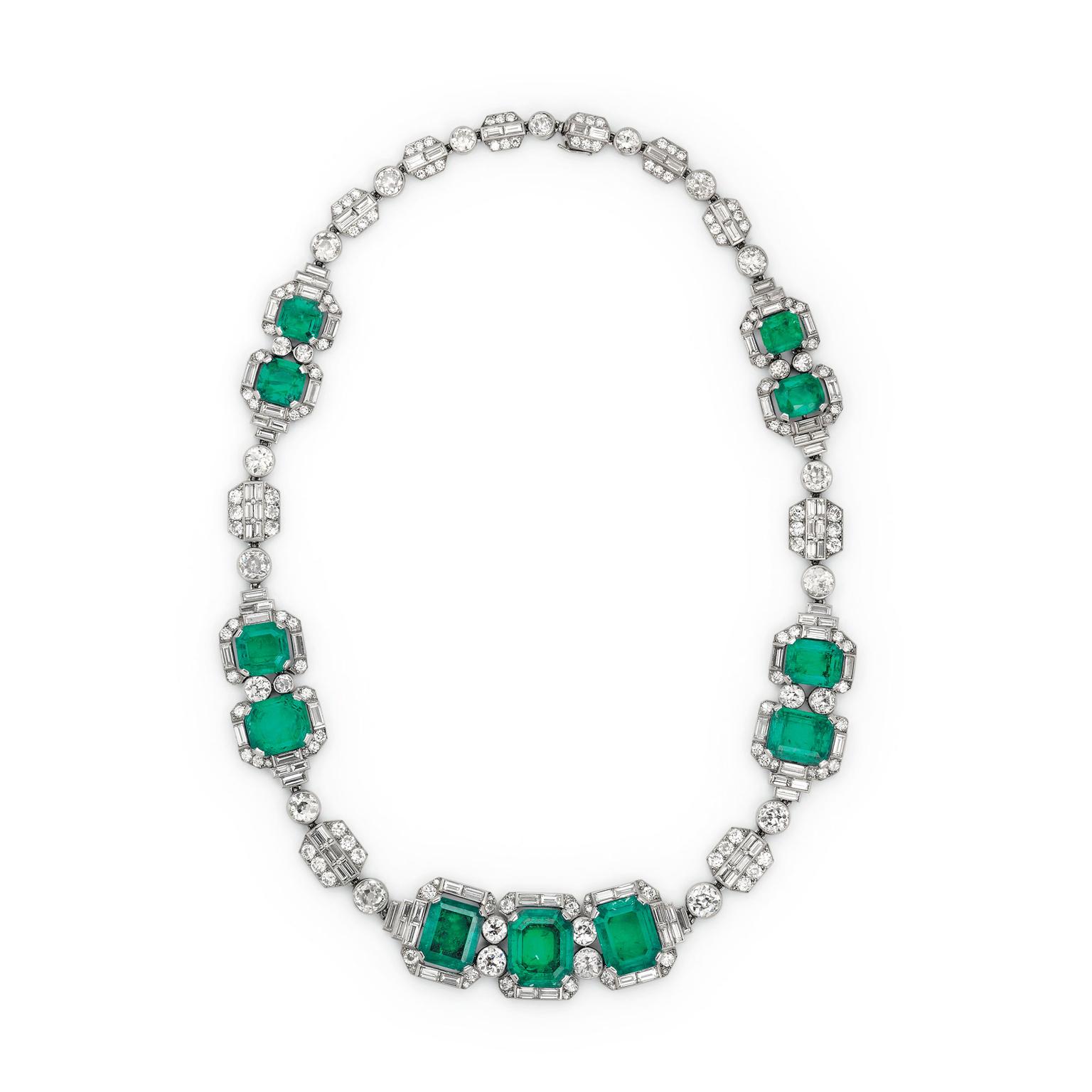 Margaret Thatcher's Art Deco emerald and diamond Chaumet necklace