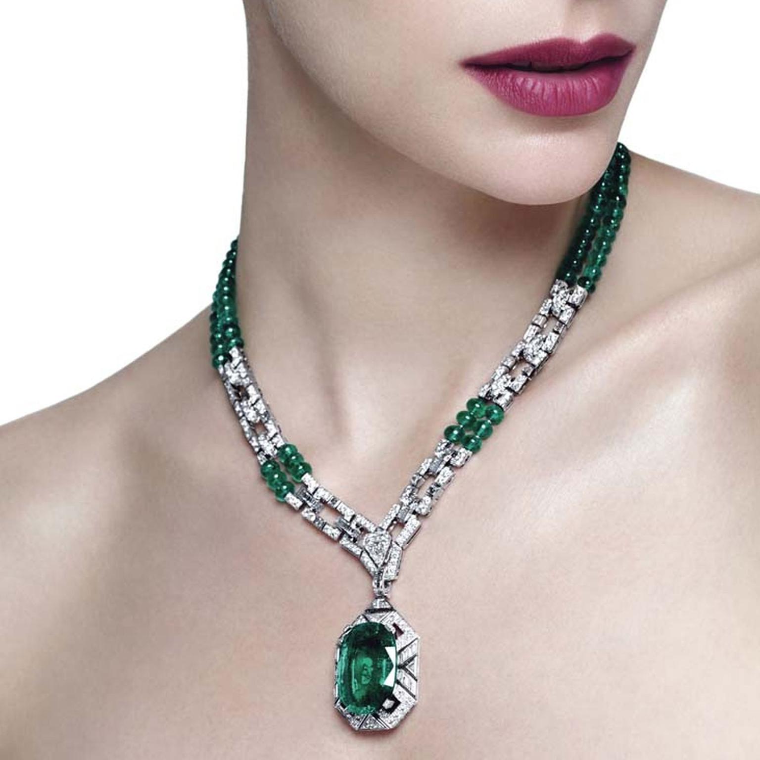 Cartier's Viracocha platinum emerald necklace