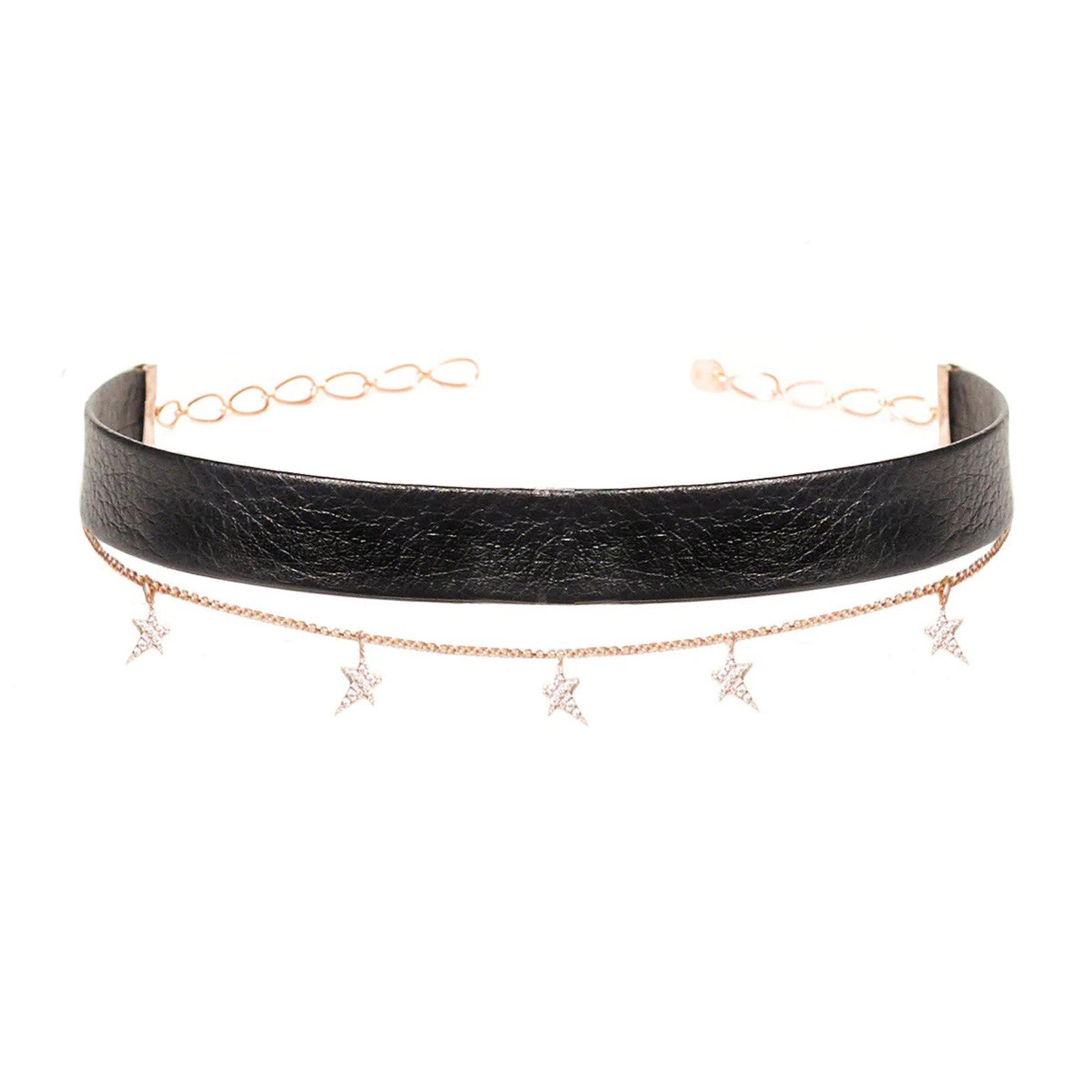 Leather Star Chain choker by Diane Kordas