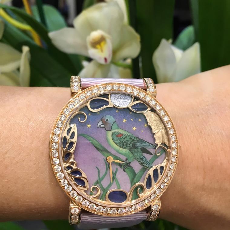 DeLaneau Night Parakeet watch on wrist