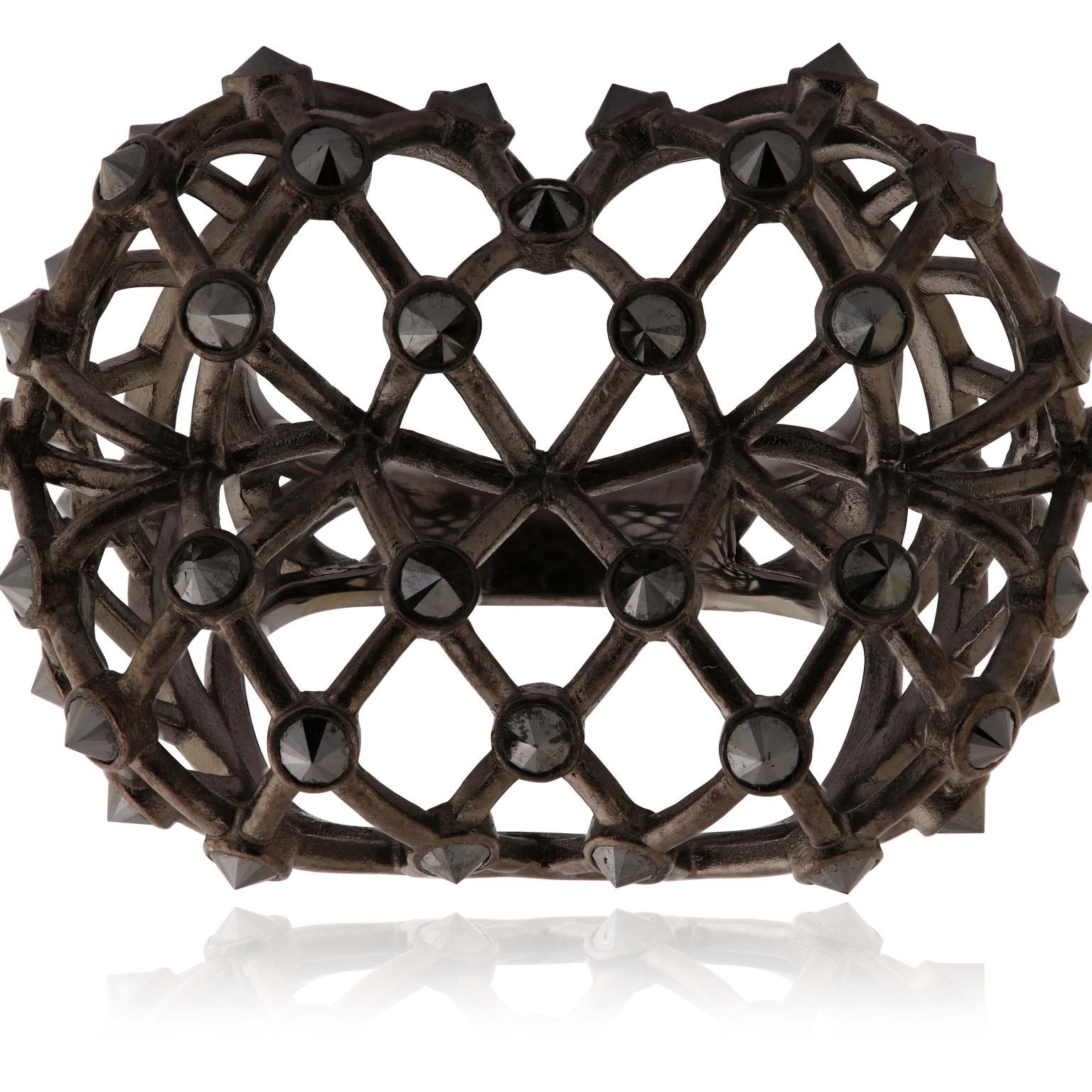 Lydia Courteille La Vie en Rose black diamond cuff bracelet