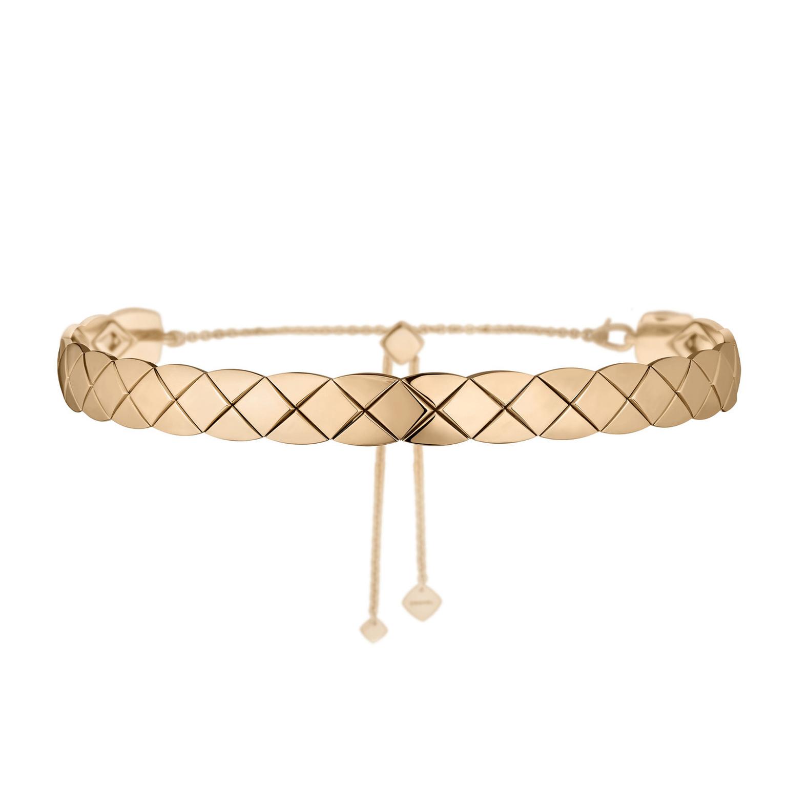 Coco Crush supple choker, quilted motif, in 18K beige gold by Chanel