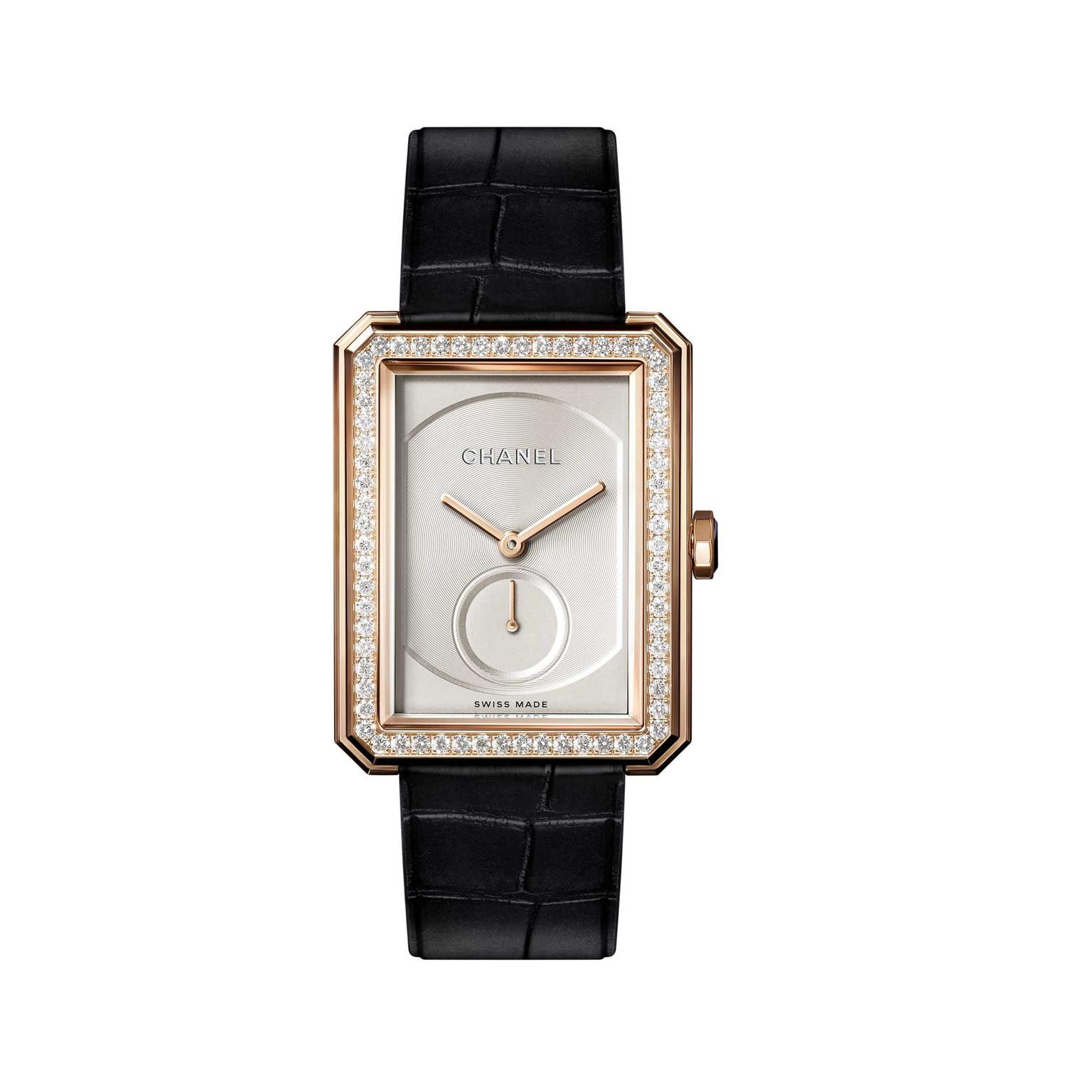 Chanel Boyfriend beige gold mechanical watch with diamonds