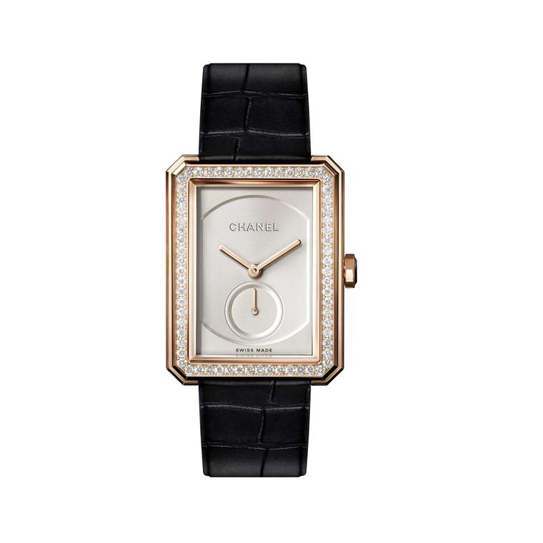 Chanel Boyfriend beige gold mechanical watch with diamonds