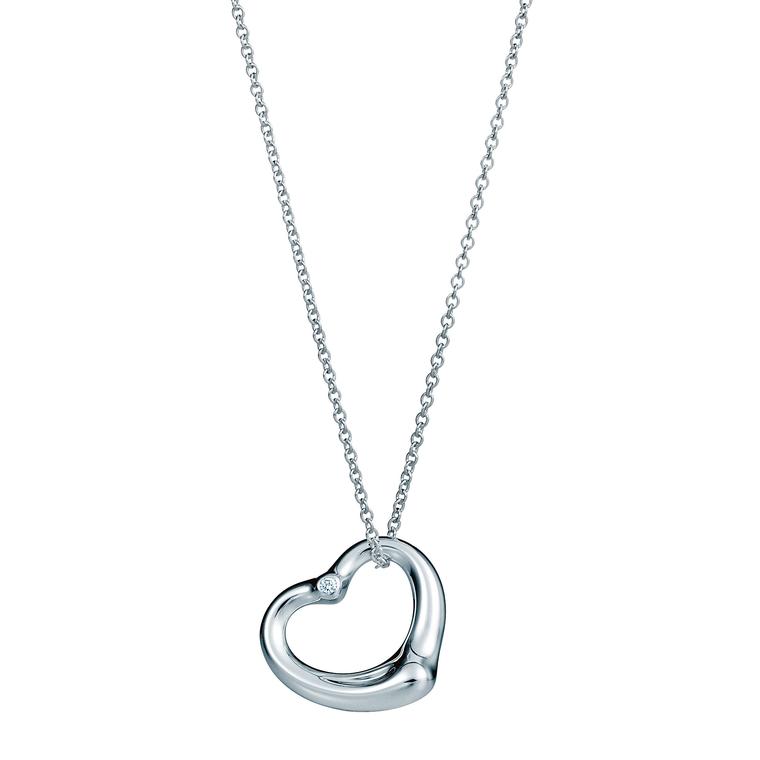 Elsa Peretti Open Heart diamond necklace in silver