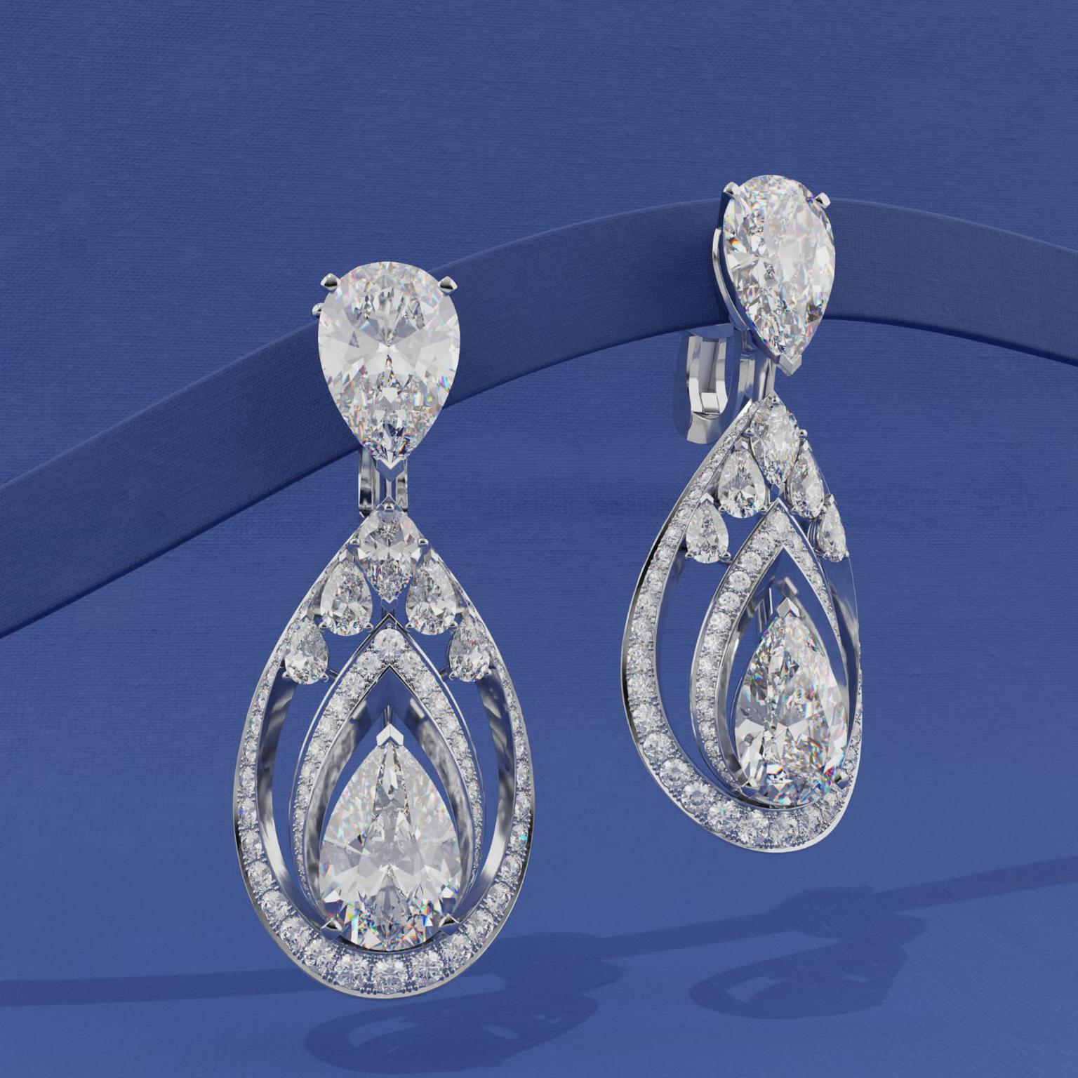 3D Rendering Givre Etlincelant earrings Estelle Lagarde