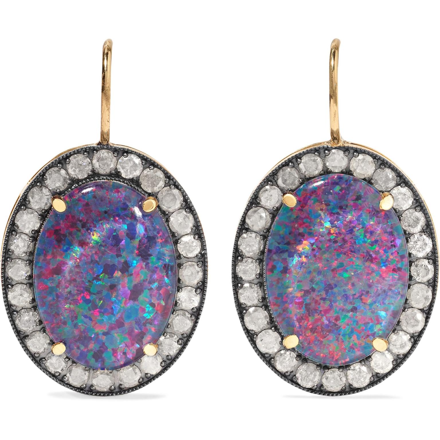 Andrea Fohrman 18-karat gold, opal and diamond earrings Still