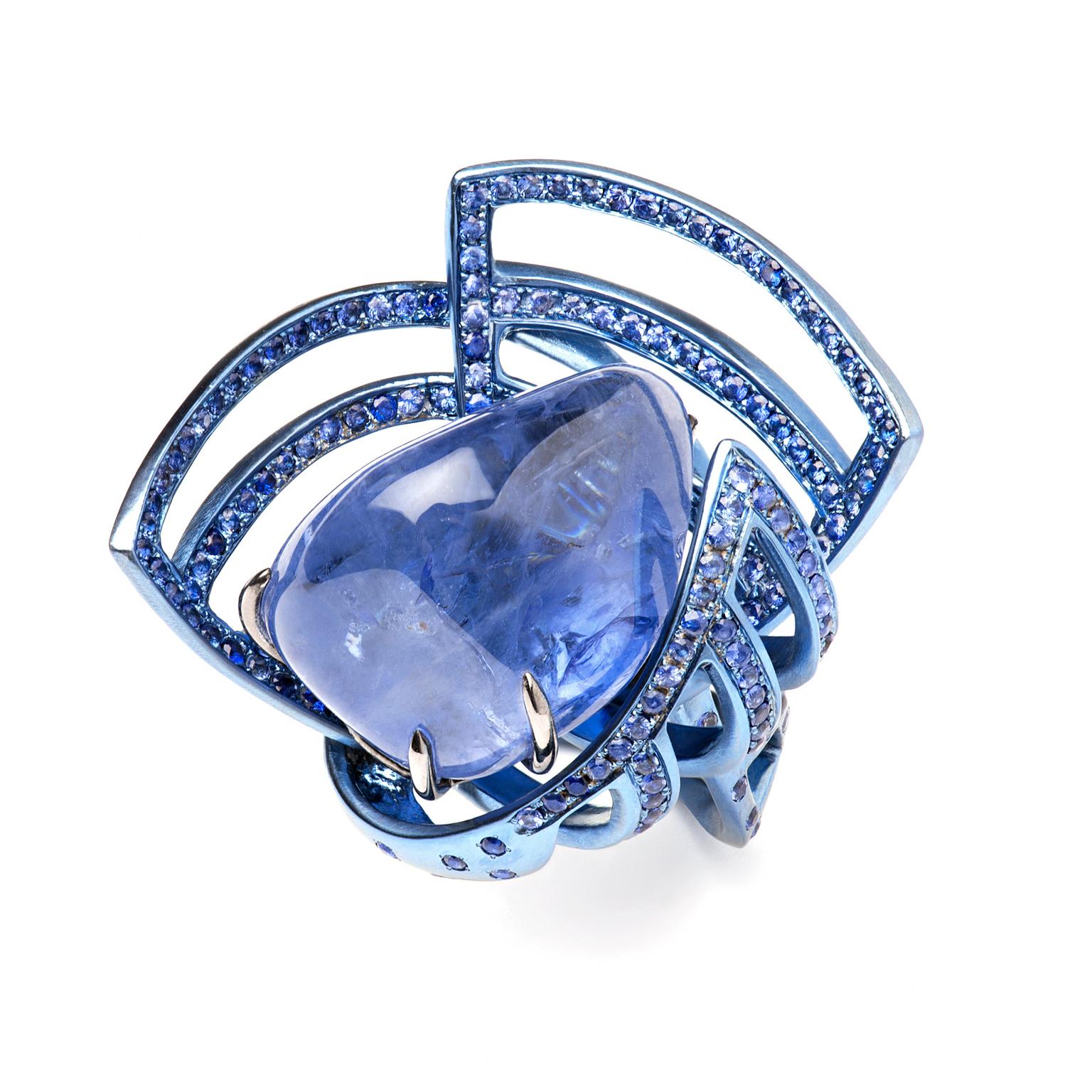 Suzanne Syz Star Wars Treasures sapphire ring in blue titanium