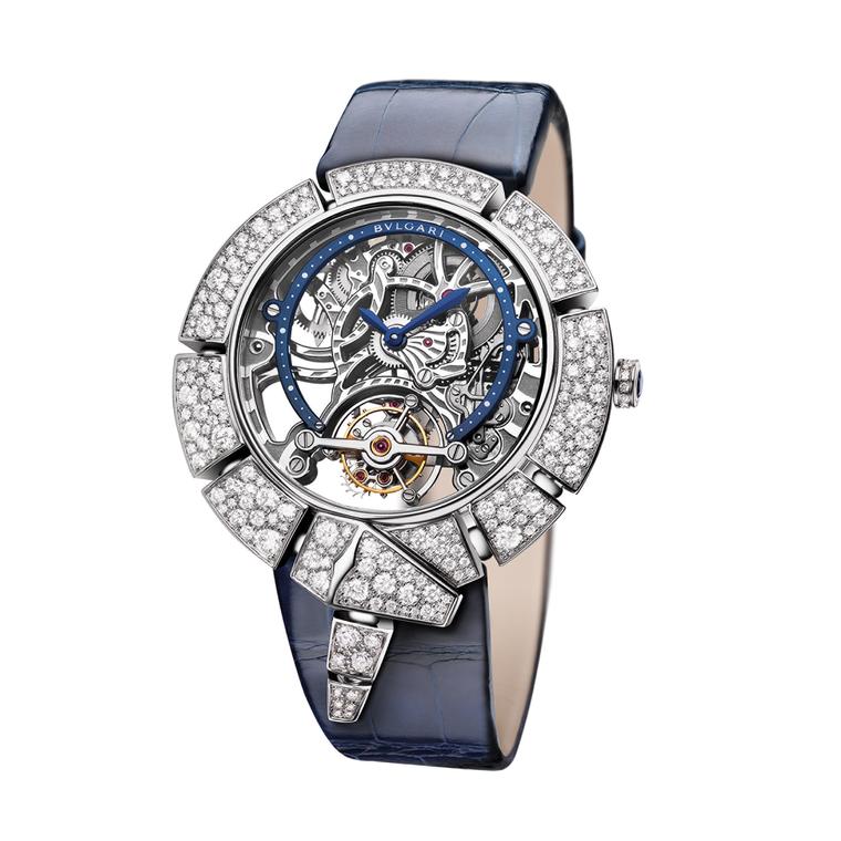 Serpenti Incantati Tourbillon Lumière Skeleton watch in white gold