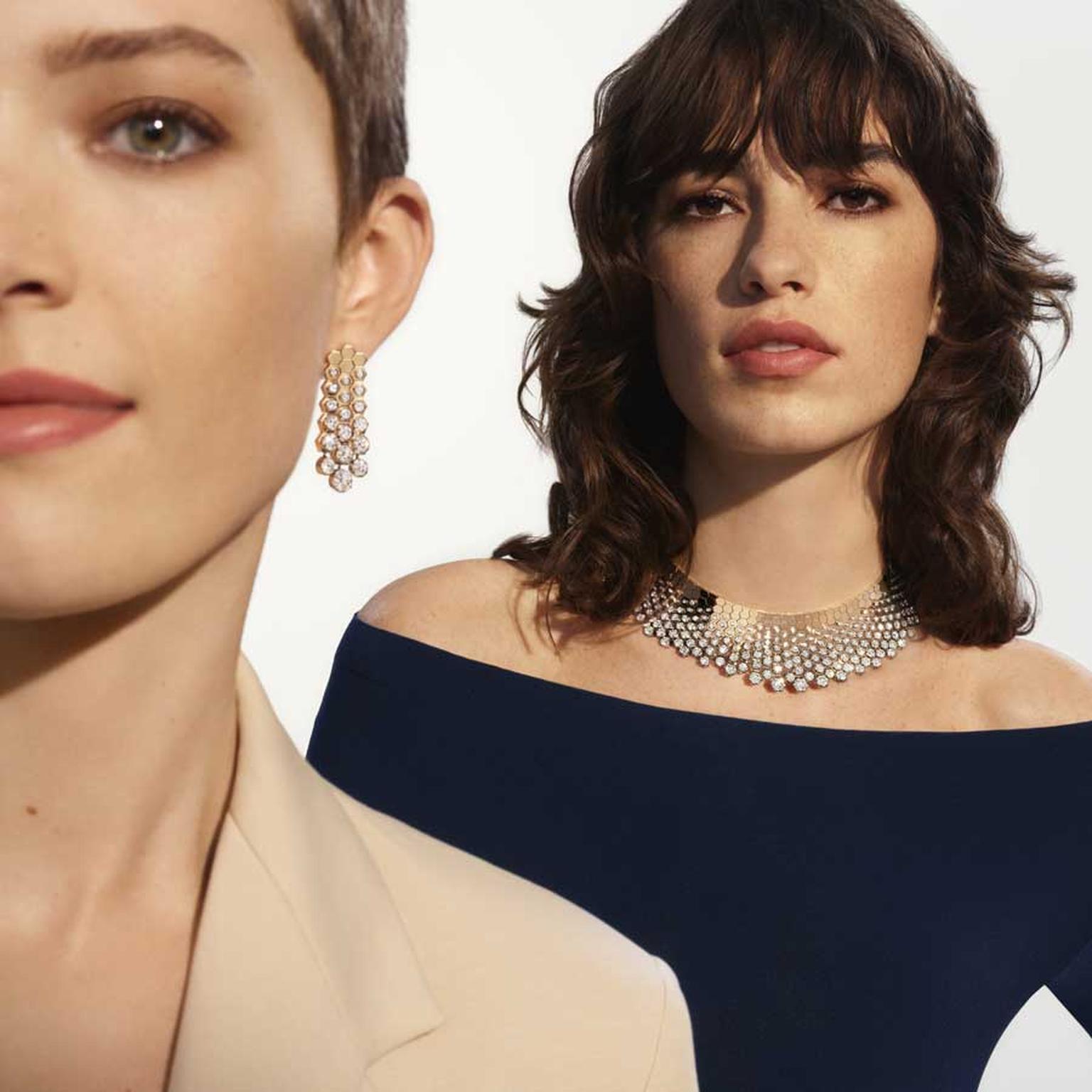 Bee de Chaumet white gold jewels on models