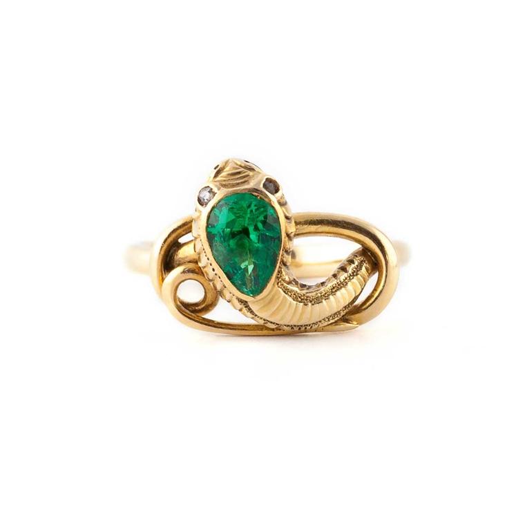 Victorian Emerald Snake ring