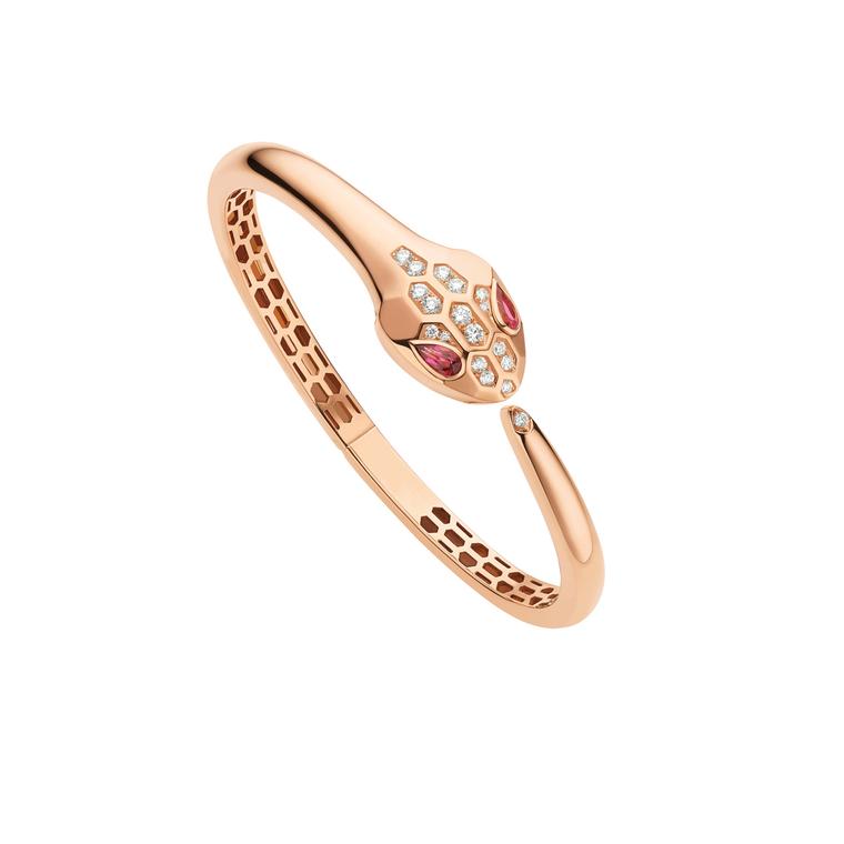 Serpenti Seduttori rose gold bracelet with rubellites