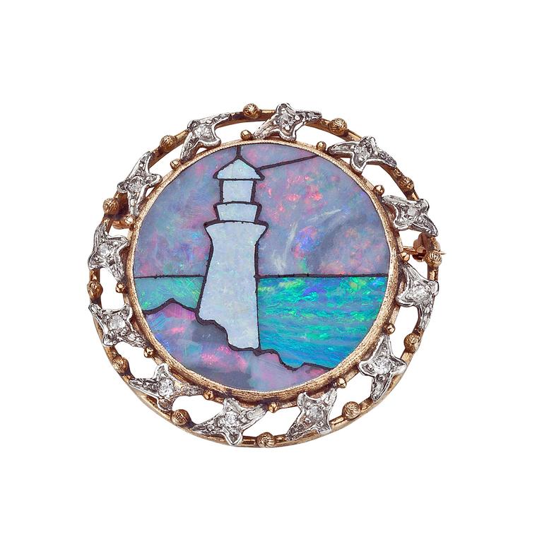 Leah Gordon opal lighthouse brooch