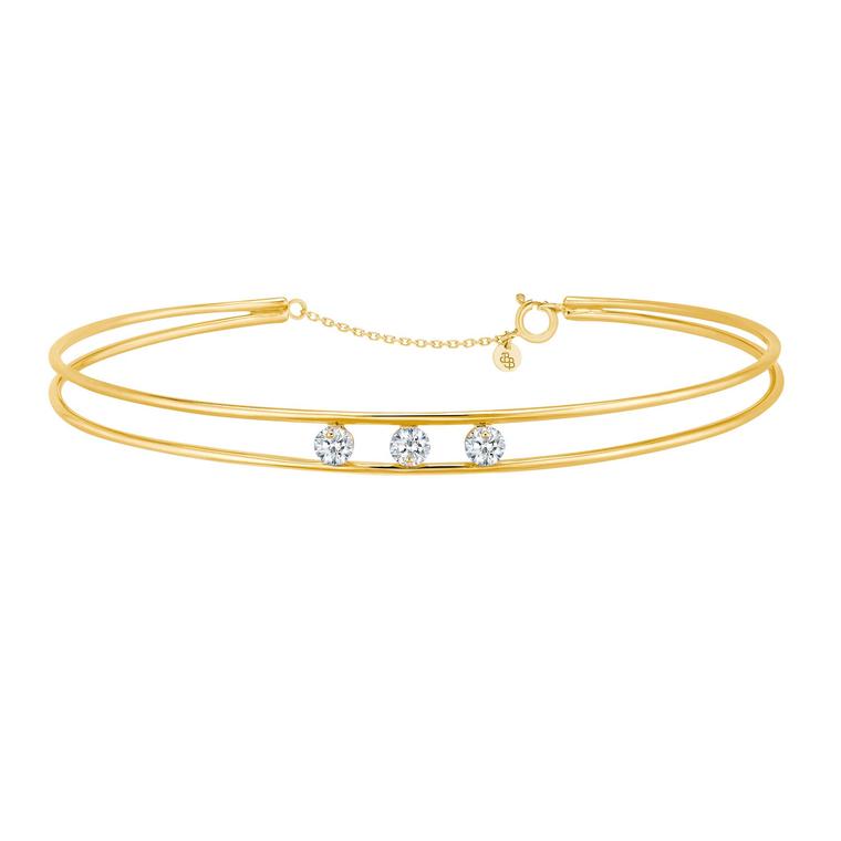 La Brune & La Blonde 360° double bangle with brilliant-cut diamonds in gold