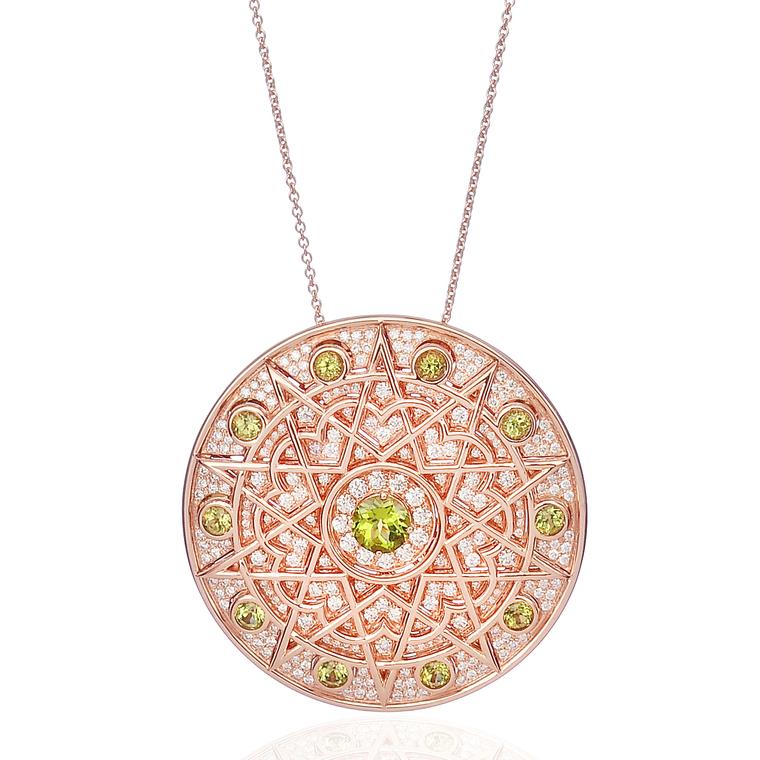 Lily Gabriella peridot and diamond rose gold Damali pendant