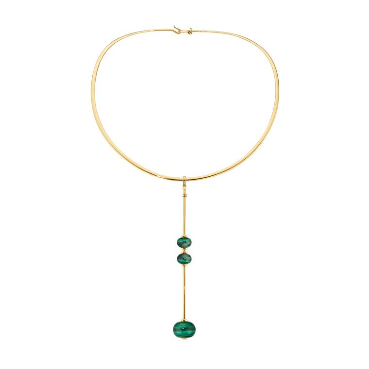 Runa malachite necklace in yellow gold