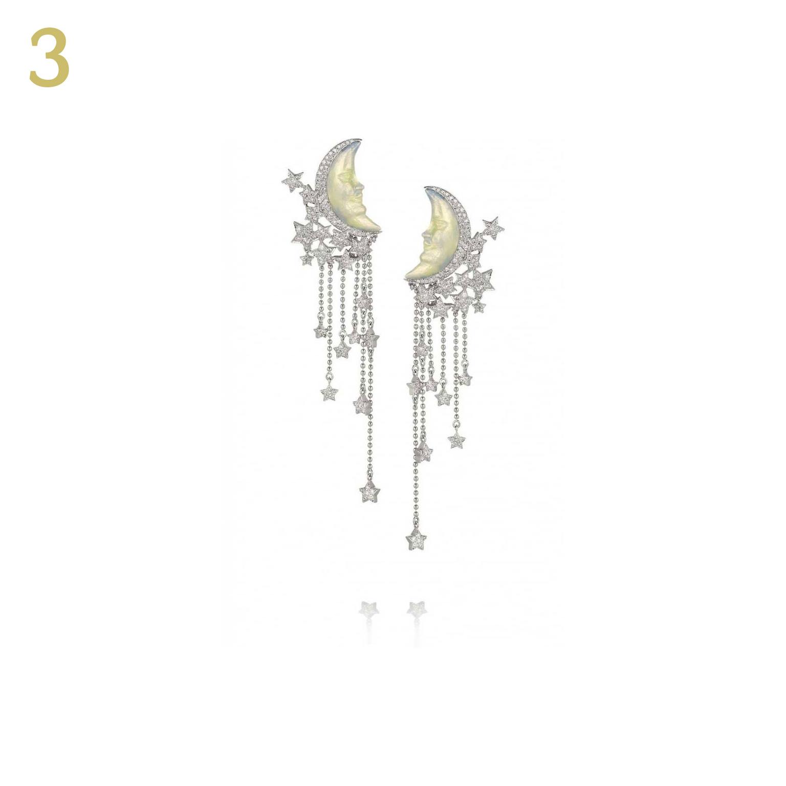 Lydia Courteille diamond Moon earrings