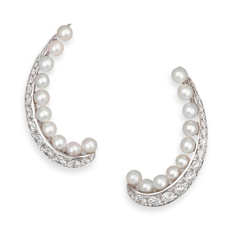 David Morris Pearl Rose Akoya Pearl ear cuffs