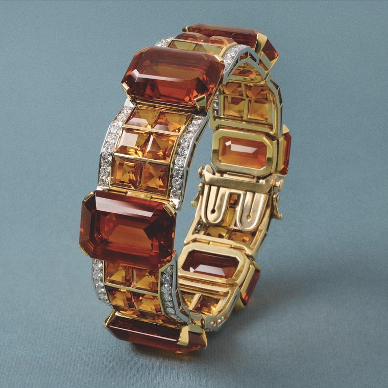 A citrine bracelet diamonds, dating to around 1940 by Bvlgari