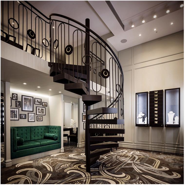 Mondial by Nadia curving staircase boutique