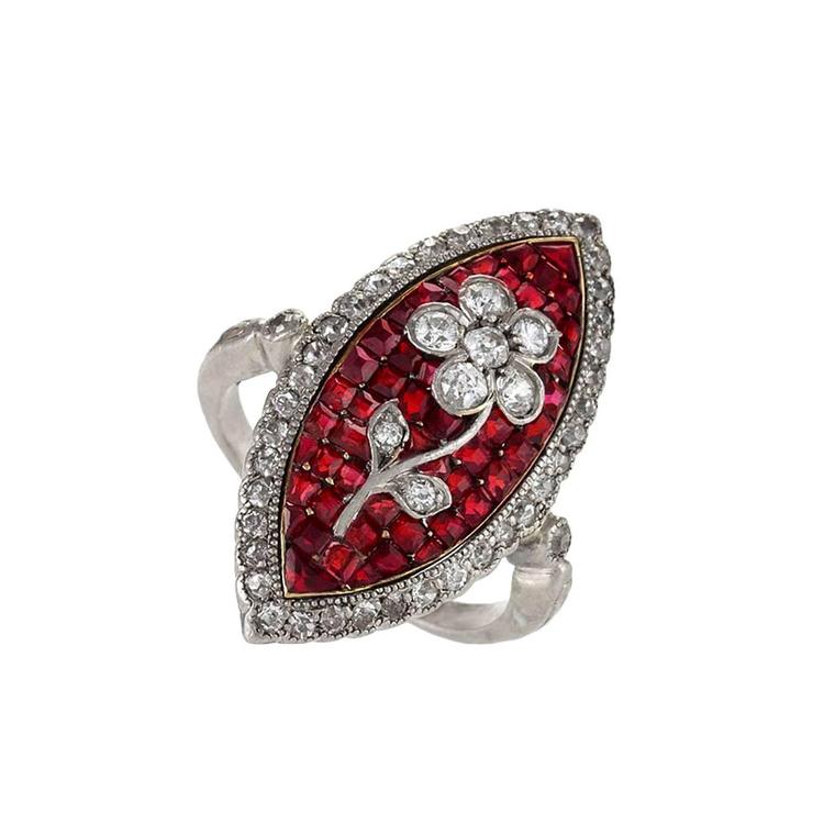 Macklowe Gallery diamond and ruby ring