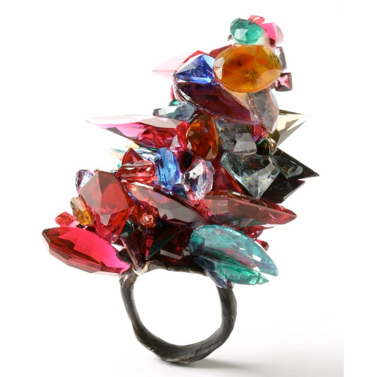 Karl Fritsch silver and precious stone ring